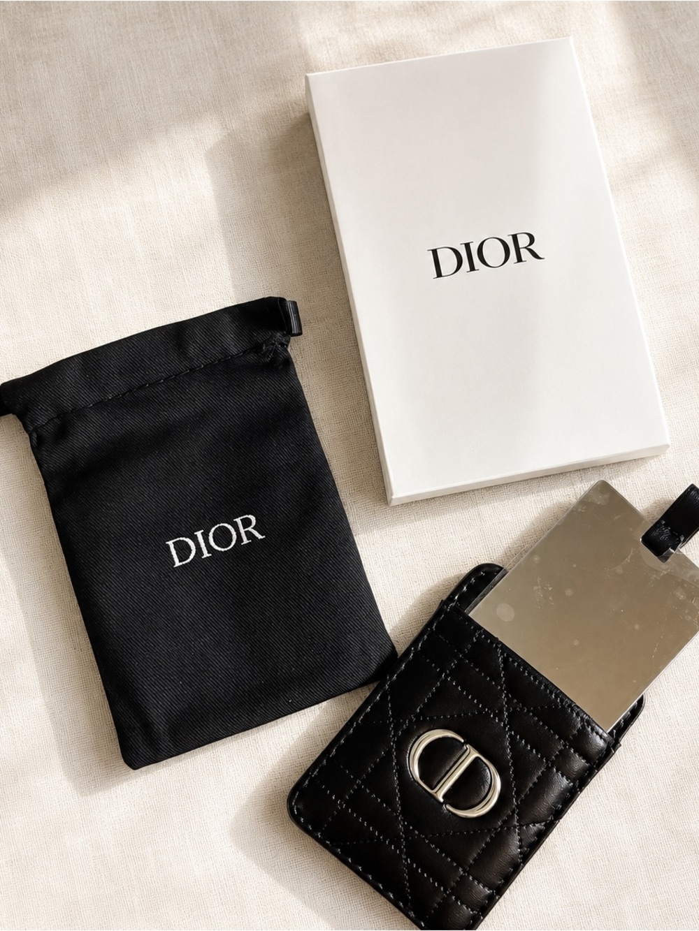 Black Quilted Card & Key Holder with Silver Emblem